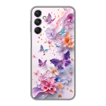 Силиконовый чехол на Samsung Galaxy A24 4G с принтом цветы бабочки Силиконовый чехол на Samsung Galaxy A24 4G с принтом цветы бабочки