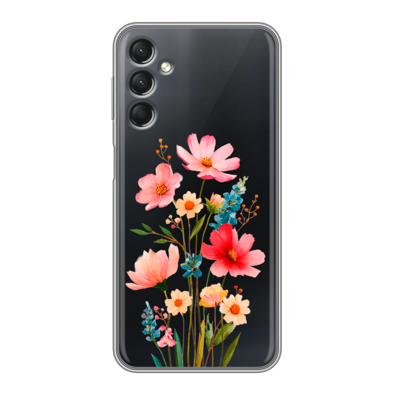 Силиконовый противоударный чехол на Samsung Galaxy A24 4G с принтом Цветы Силиконовый противоударный чехол на Samsung Galaxy A24 4G с принтом Цветы