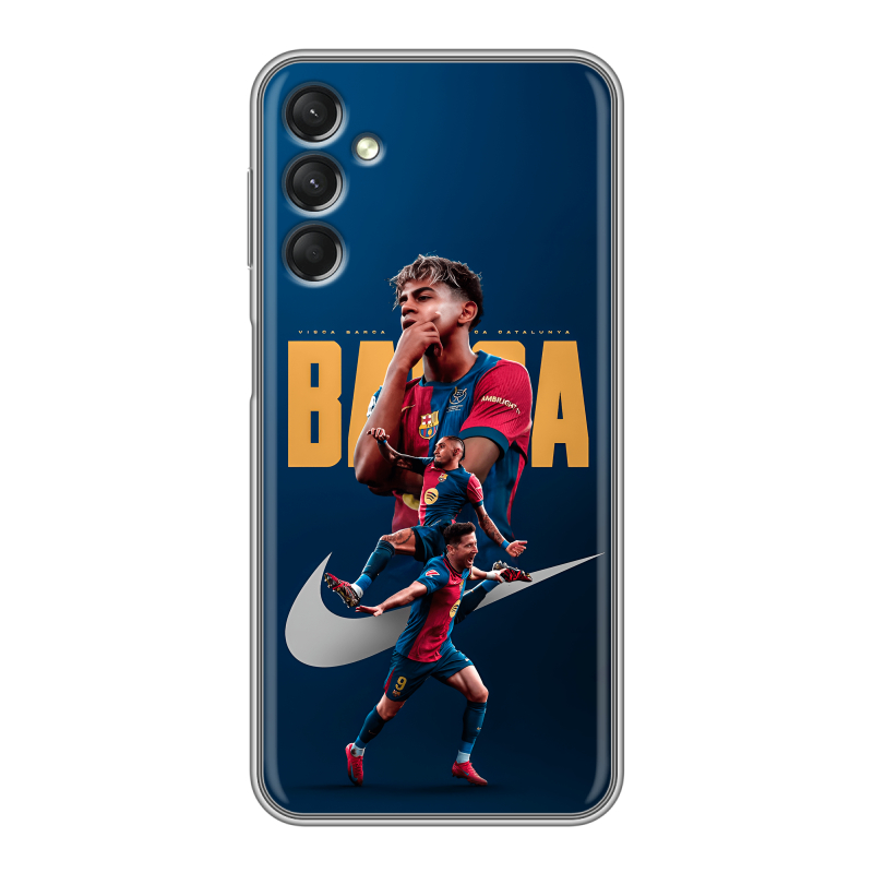Силиконовый противоударный чехол на Samsung Galaxy A24 4G с принтом Барселона Barca Yamal Силиконовый противоударный чехол на Samsung Galaxy A24 4G с принтом Барселона Barca Yamal