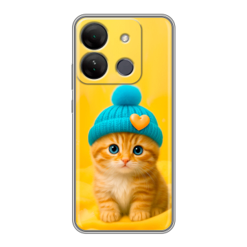 Силиконовый чехол на Infinix Smart 7 HD с принтом Котенок в шапке