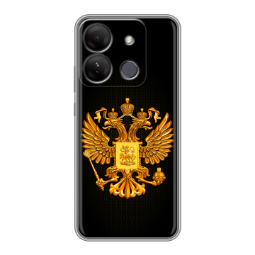 Силиконовый чехол на Infinix Smart 7 HD с принтом Герб России желтый Силиконовый чехол на Infinix Smart 7 HD с принтом Герб России желтый