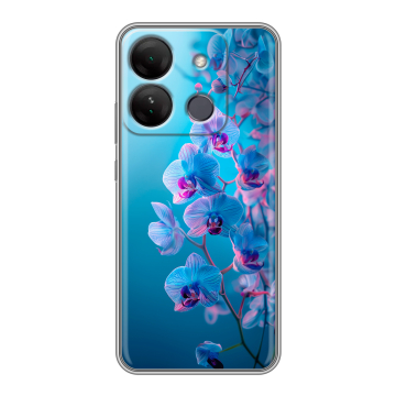 Силиконовый чехол на Infinix Smart 7 HD с принтом голубые орхидеи