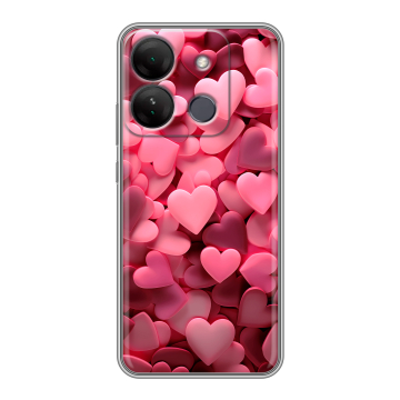 Силиконовый чехол на Infinix Smart 7 HD с принтом розовые сердечки Силиконовый чехол на Infinix Smart 7 HD с принтом розовые сердечки