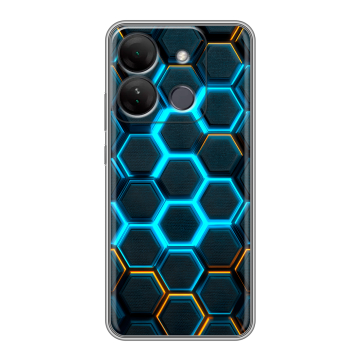 Силиконовый чехол на Infinix Smart 7 HD с принтом Неоновые соты