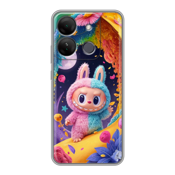 Силиконовый чехол на Infinix Smart 7 HD с принтом Labubu Лабубу