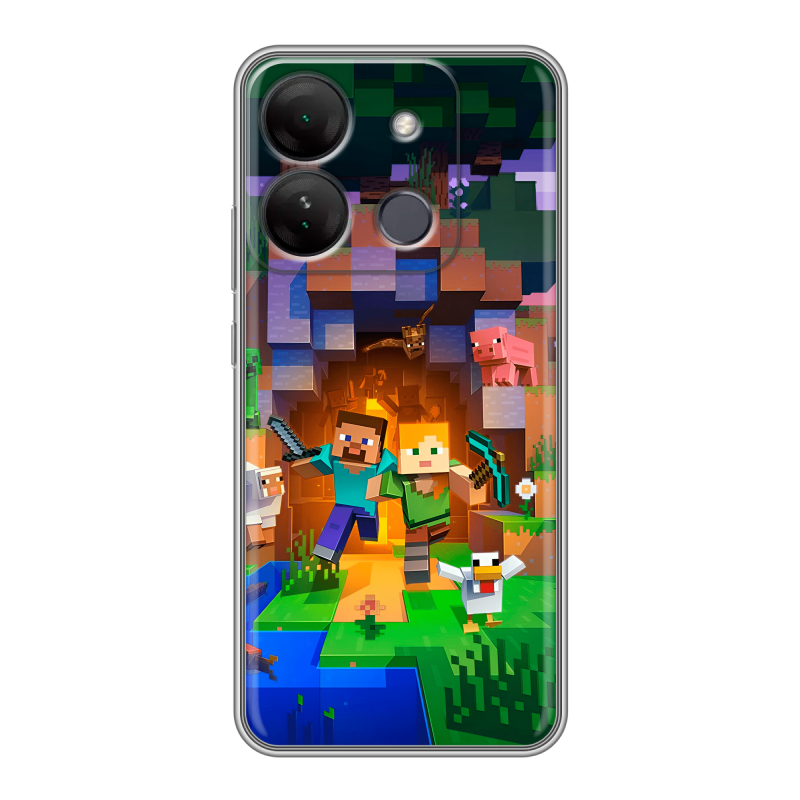 Силиконовый чехол на Infinix Smart 7 HD с принтом Майнкрафт Minecraft Силиконовый чехол на Infinix Smart 7 HD с принтом Майнкрафт Minecraft