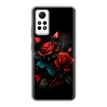 Силиконовый чехол на Xiaomi RedMi Note 12 Pro 4G с принтом Розы красные