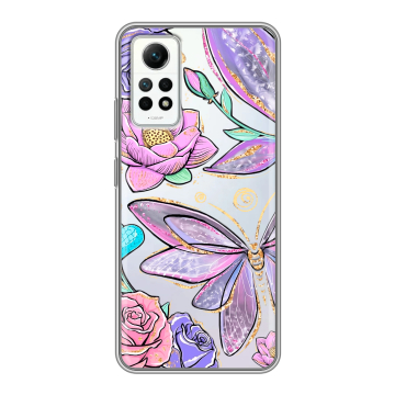 Силиконовый чехол на Xiaomi RedMi Note 12 Pro 4G с принтом Бабочки и цветы Силиконовый чехол на Xiaomi RedMi Note 12 Pro 4G с принтом Бабочки и цветы