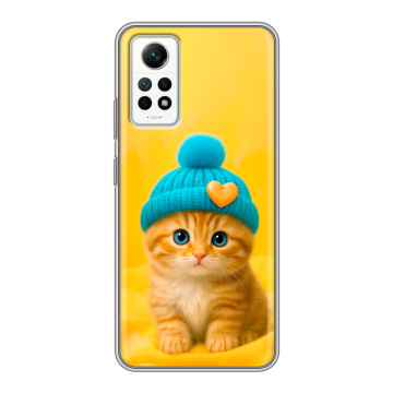 Силиконовый чехол на Xiaomi RedMi Note 12 Pro 4G с принтом Котенок в шапке Силиконовый чехол на Xiaomi RedMi Note 12 Pro 4G с принтом Котенок в шапке