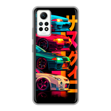 Силиконовый чехол на Xiaomi RedMi Note 12 Pro 4G с принтом Гоночные машины