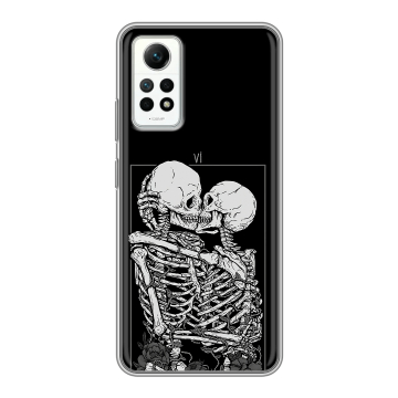 Силиконовый чехол на Xiaomi RedMi Note 12 Pro 4G с принтом Поцелуй скелетов Силиконовый чехол на Xiaomi RedMi Note 12 Pro 4G с принтом Поцелуй скелетов