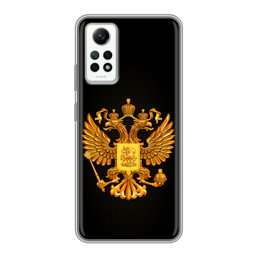 Силиконовый чехол на Xiaomi RedMi Note 12 Pro 4G с принтом Герб России желтый