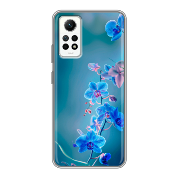 Силиконовый чехол на Xiaomi RedMi Note 12 Pro 4G с принтом Голубые цветы