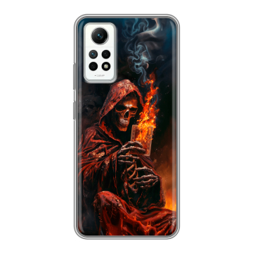 Силиконовый чехол на Xiaomi RedMi Note 12 Pro 4G с принтом Скелет и карты Силиконовый чехол на Xiaomi RedMi Note 12 Pro 4G с принтом Скелет и карты