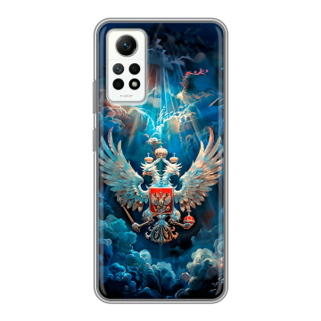 Силиконовый чехол на Xiaomi RedMi Note 12 Pro 4G с принтом Герб флаг России Силиконовый чехол на Xiaomi RedMi Note 12 Pro 4G с принтом Герб флаг России