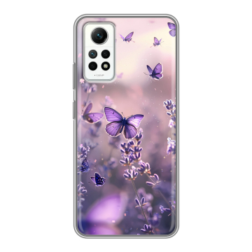 Силиконовый чехол на Xiaomi RedMi Note 12 Pro 4G с принтом бабочки и лаванда