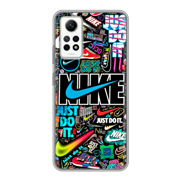 Силиконовый чехол на Xiaomi RedMi Note 12 Pro 4G с принтом найк nike черный Силиконовый чехол на Xiaomi RedMi Note 12 Pro 4G с принтом найк nike черный