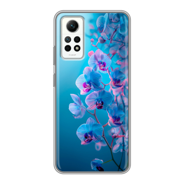 Силиконовый чехол на Xiaomi RedMi Note 12 Pro 4G с принтом голубые орхидеи Силиконовый чехол на Xiaomi RedMi Note 12 Pro 4G с принтом голубые орхидеи