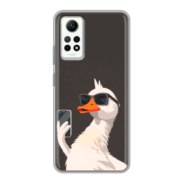 Силиконовый чехол на Xiaomi RedMi Note 12 Pro 4G с принтом утка в очках Силиконовый чехол на Xiaomi RedMi Note 12 Pro 4G с принтом утка в очках