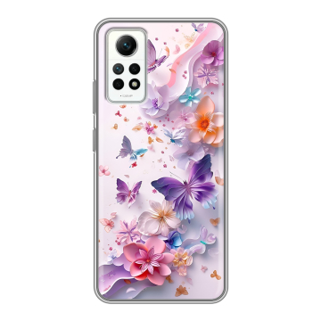 Силиконовый чехол на Xiaomi RedMi Note 12 Pro 4G с принтом цветы бабочки Силиконовый чехол на Xiaomi RedMi Note 12 Pro 4G с принтом цветы бабочки
