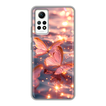 Силиконовый чехол на Xiaomi RedMi Note 12 Pro 4G с принтом бабочки розовые