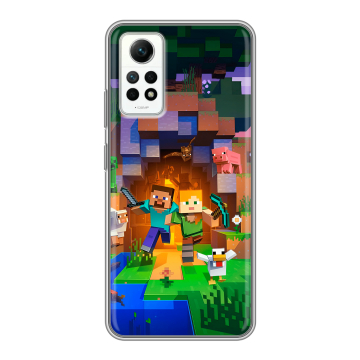 Силиконовый чехол на Xiaomi RedMi Note 12 Pro 4G с принтом Майнкрафт Minecraft Силиконовый чехол на Xiaomi RedMi Note 12 Pro 4G с принтом Майнкрафт Minecraft