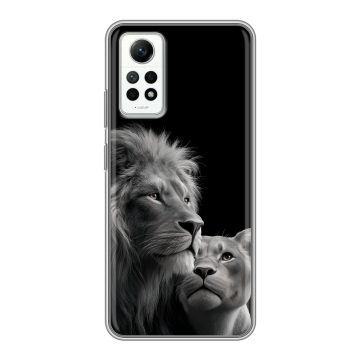 Силиконовый чехол на Xiaomi RedMi Note 12 Pro 4G с принтом Лев кошки