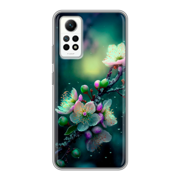Силиконовый чехол на Xiaomi RedMi Note 12 Pro 4G с принтом Цветы и мрамор Силиконовый чехол на Xiaomi RedMi Note 12 Pro 4G с принтом Цветы и мрамор