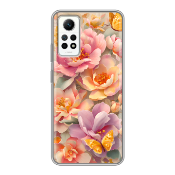Силиконовый чехол на Xiaomi RedMi Note 12 Pro 4G с принтом Цветы и бабочки