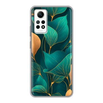 Силиконовый чехол на Xiaomi RedMi Note 12 Pro 4G с принтом Листья и золото
