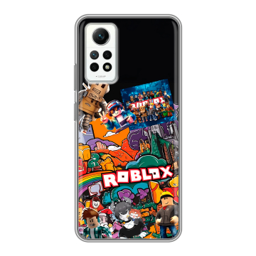 Силиконовый чехол на Xiaomi RedMi Note 12 Pro 4G с принтом Roblox Роблокс