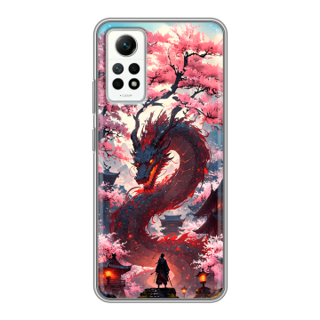 Силиконовый чехол на Xiaomi RedMi Note 12 Pro 4G с принтом Дракон Японский