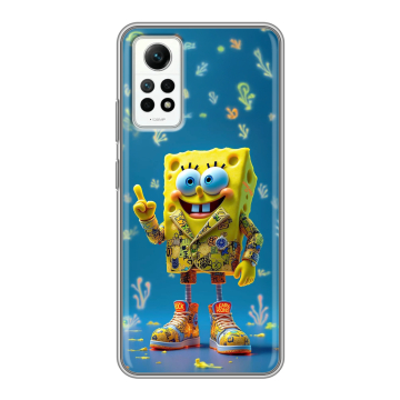 Силиконовый чехол на Xiaomi RedMi Note 12 Pro 4G с принтом Спанч боб Спанчбоб Силиконовый чехол на Xiaomi RedMi Note 12 Pro 4G с принтом Спанч боб Спанчбоб