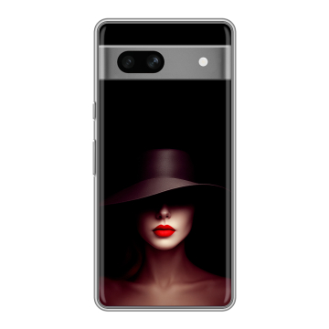 Силиконовый чехол на Google Pixel 7A с принтом Девушка в шляпе Силиконовый чехол на Google Pixel 7A с принтом Девушка в шляпе