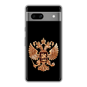 Силиконовый чехол на Google Pixel 7A с принтом Герб России золотой Силиконовый чехол на Google Pixel 7A с принтом Герб России золотой