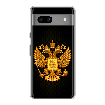 Силиконовый чехол на Google Pixel 7A с принтом Герб России желтый Силиконовый чехол на Google Pixel 7A с принтом Герб России желтый