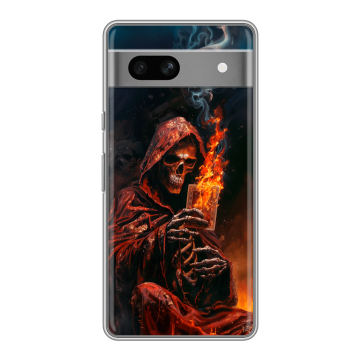 Силиконовый чехол на Google Pixel 7A с принтом Скелет и карты Силиконовый чехол на Google Pixel 7A с принтом Скелет и карты