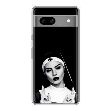 Силиконовый чехол на Google Pixel 7A с принтом монашка Силиконовый чехол на Google Pixel 7A с принтом монашка