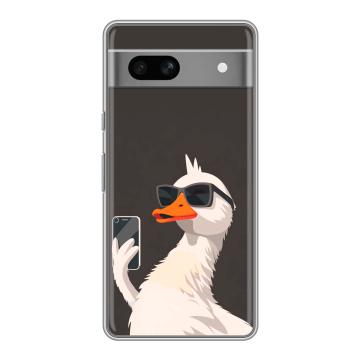 Силиконовый чехол на Google Pixel 7A с принтом утка в очках Силиконовый чехол на Google Pixel 7A с принтом утка в очках