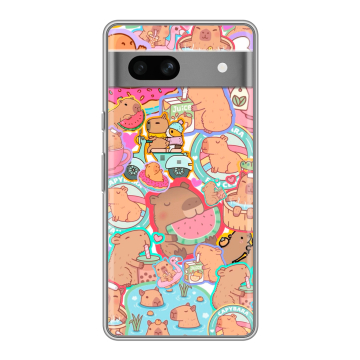 Силиконовый чехол на Google Pixel 7A с принтом капибары Силиконовый чехол на Google Pixel 7A с принтом капибары