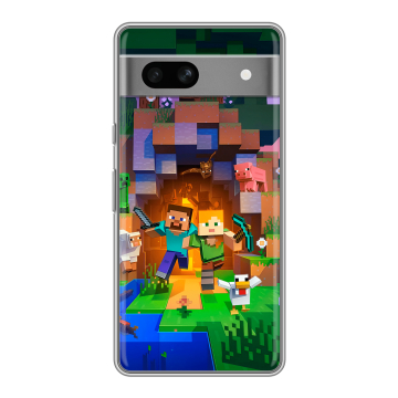 Силиконовый чехол на Google Pixel 7A с принтом Майнкрафт Minecraft Силиконовый чехол на Google Pixel 7A с принтом Майнкрафт Minecraft