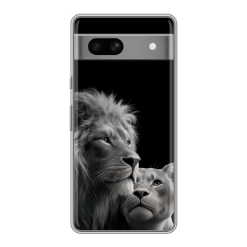 Силиконовый чехол на Google Pixel 7A с принтом Лев кошки Силиконовый чехол на Google Pixel 7A с принтом Лев кошки