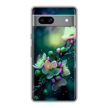Силиконовый чехол на Google Pixel 7A с принтом Цветы и мрамор Силиконовый чехол на Google Pixel 7A с принтом Цветы и мрамор