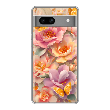 Силиконовый чехол на Google Pixel 7A с принтом Цветы и бабочки Силиконовый чехол на Google Pixel 7A с принтом Цветы и бабочки