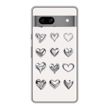 Силиконовый чехол на Google Pixel 7A с принтом Y2K сердечки Силиконовый чехол на Google Pixel 7A с принтом Y2K сердечки