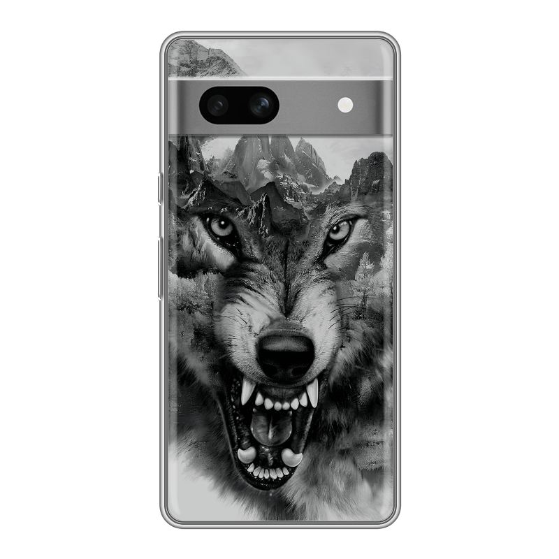 Силиконовый противоударный чехол на Google Pixel 7A с принтом Волк Силиконовый противоударный чехол на Google Pixel 7A с принтом Волк