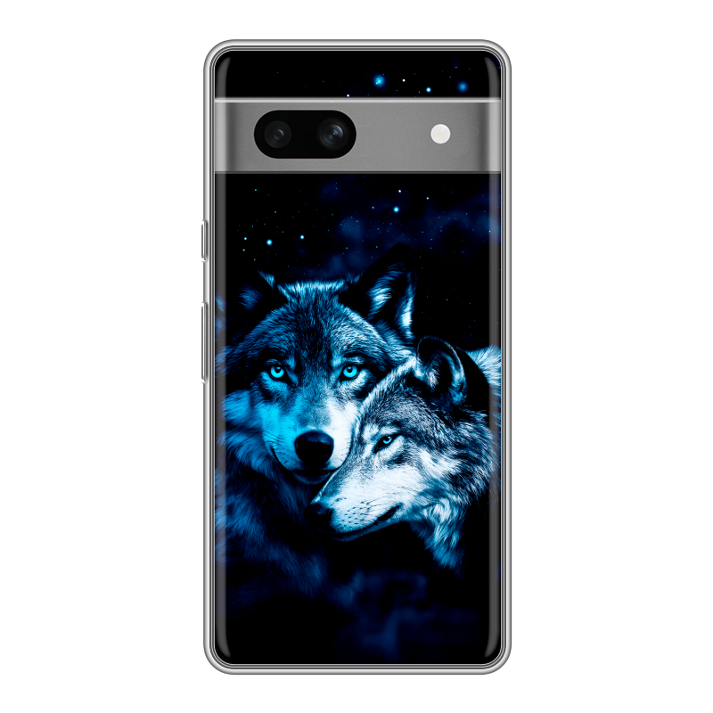 Силиконовый противоударный чехол на Google Pixel 7A с принтом Волки Силиконовый противоударный чехол на Google Pixel 7A с принтом Волки