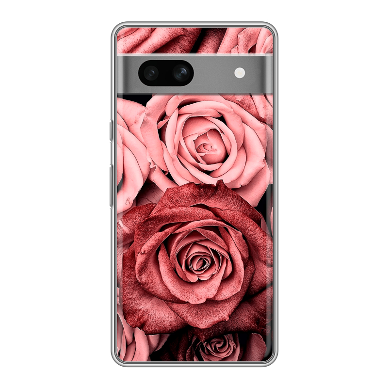 Силиконовый противоударный чехол на Google Pixel 7A с принтом Цветы розы Силиконовый противоударный чехол на Google Pixel 7A с принтом Цветы розы