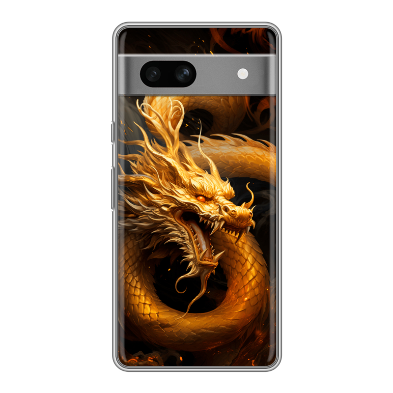 Силиконовый чехол на Google Pixel 7A с принтом Золотой дракон Силиконовый чехол на Google Pixel 7A с принтом Золотой дракон