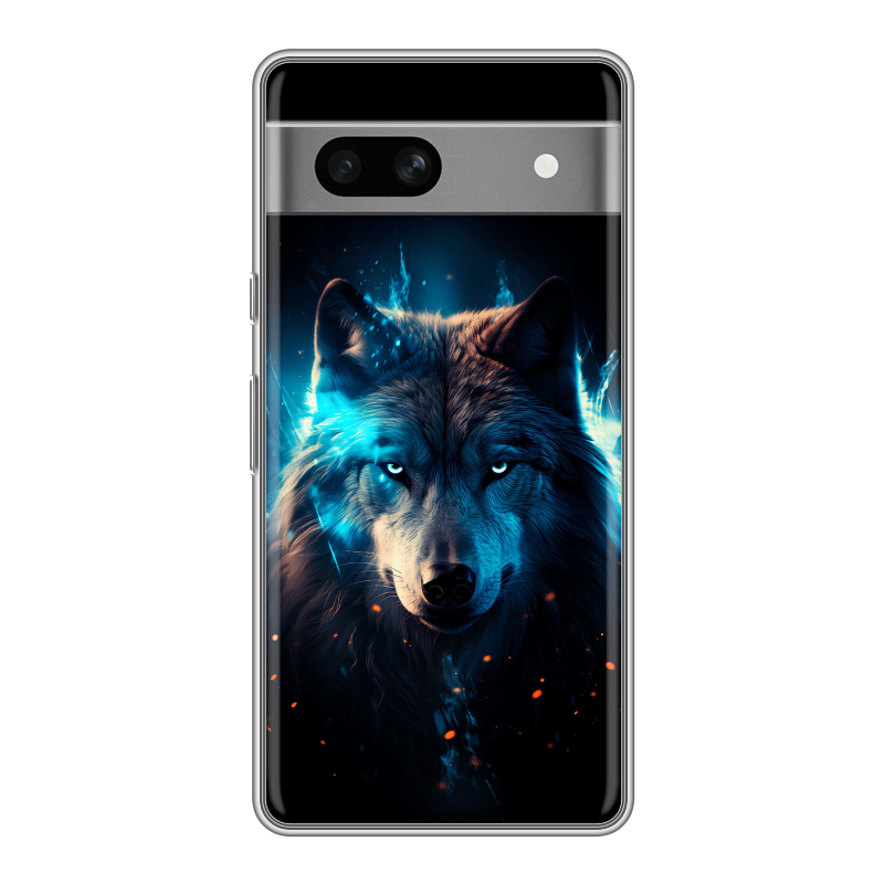 Силиконовый противоударный чехол на Google Pixel 7A с принтом Волк ночной Силиконовый противоударный чехол на Google Pixel 7A с принтом Волк ночной